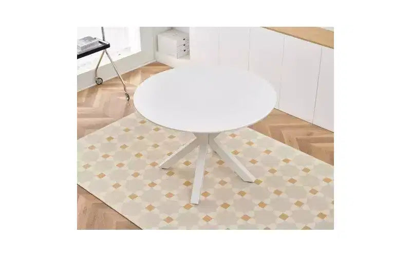 Élégante table sur pied : Design Mid-Century, pieds croisés, MDF - Utilisation salle à manger ou café