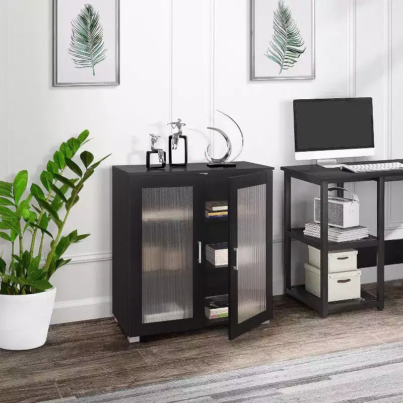 Kings Brand Furniture - 2-Door Accent Storage Cabinet, Sideboard Buffet Floor Storage Cupboard for Kitchen, Dining Room, Living Room, Entryway