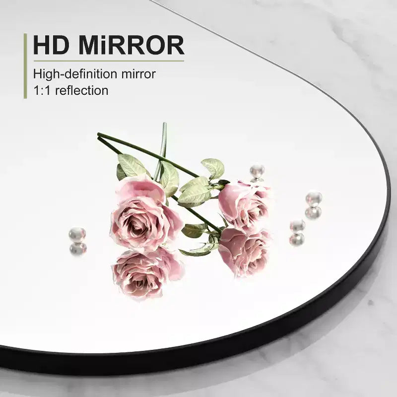 Miroir sur pied avec cadre en bois classique et arc à angle droit