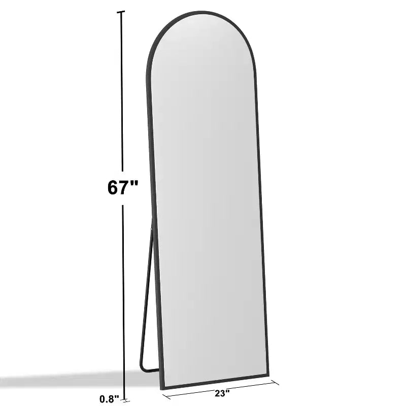 Miroir sur pied avec cadre en bois classique et arc à angle droit
