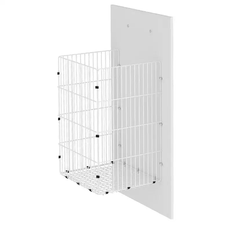 Meuble de rangement de salle de bain blanc moderne avec panier à linge intégré au niveau inférieur
