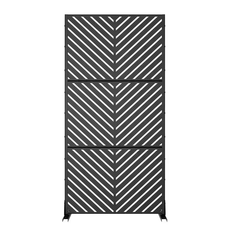Écran de confidentialité 181,38 x 89,15 cm en tôle galvanisée noire à lignes parallèles, pour balcon, terrasse ou jardin