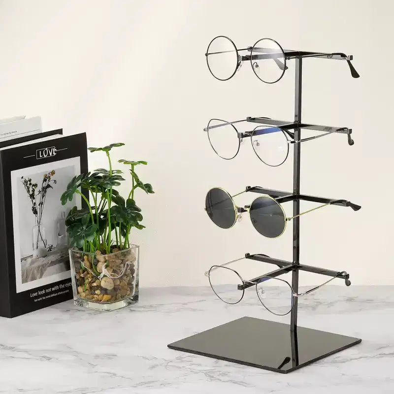 Présentoir à lunettes et lunettes de soleil durable en acier inoxydable, peu encombrant