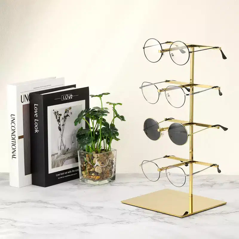 Présentoir à lunettes et lunettes de soleil durable en acier inoxydable, peu encombrant