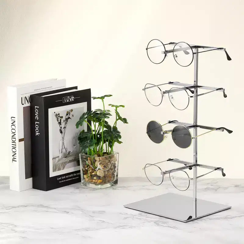 Présentoir à lunettes et lunettes de soleil durable en acier inoxydable, peu encombrant