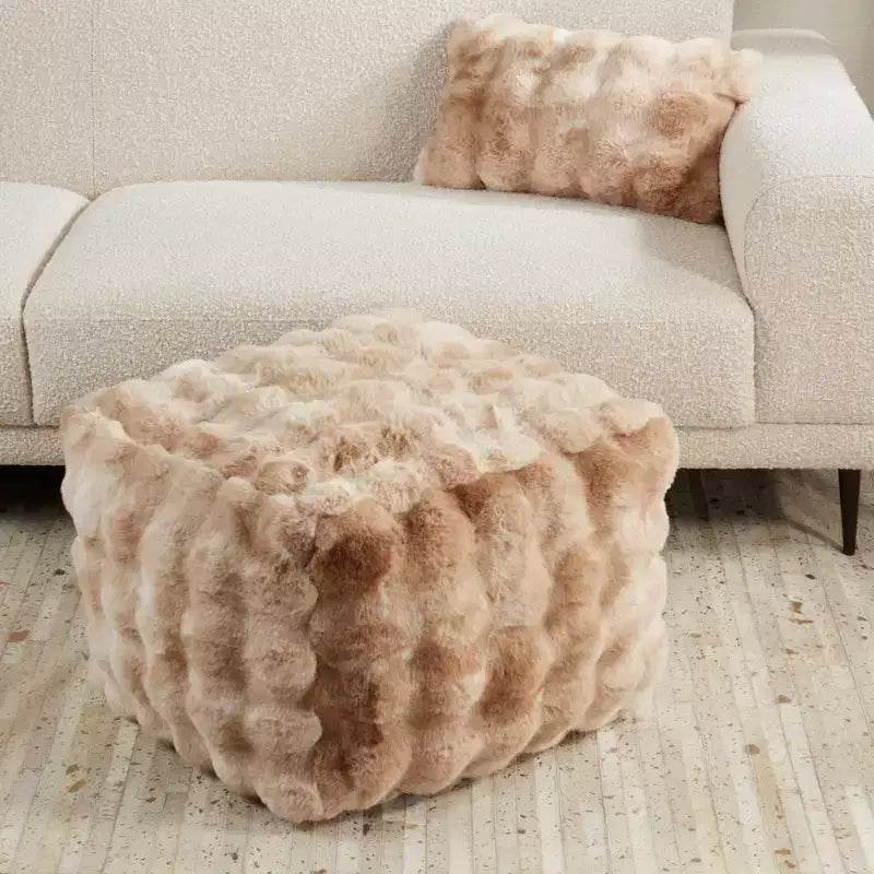 Pouf en fausse fourrure bouclette Plush Bubble