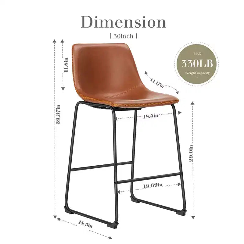 Tabourets de bar industriels sans accoudoirs en similicuir avec pieds et repose-pieds en métal, chaises de salle à manger pour îlot de cuisine ou bureau à domicile