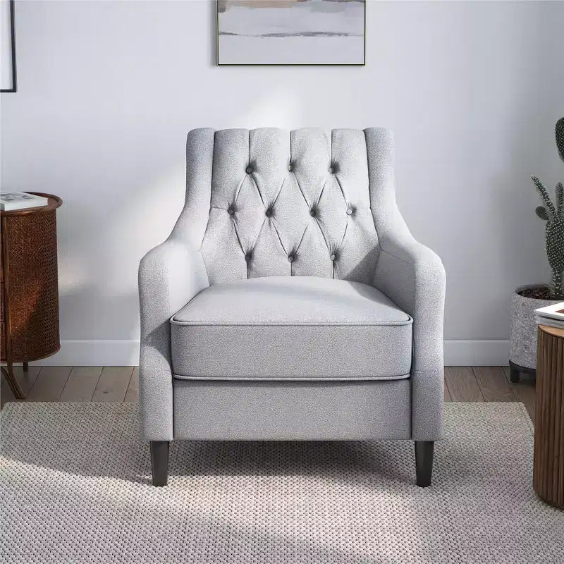 Fauteuil d'appoint rembourré, lin gris clair