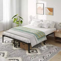 Extra-large Bed Frame, Heavy-duty Metal Frame, Ample Storage Space, Screw-free Design, No Need For Spring Mattress, Quiet, Black