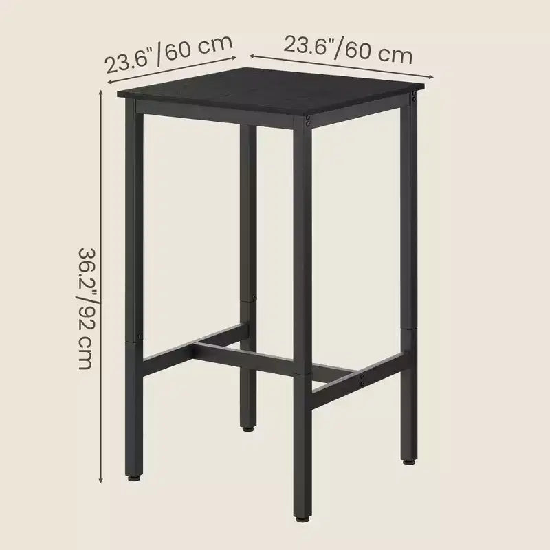 Table de bar - Petite table à manger de cuisine, table de bistrot haute. Table de cocktail de 60 x 60 x 92 cm avec cadre en métal robuste.