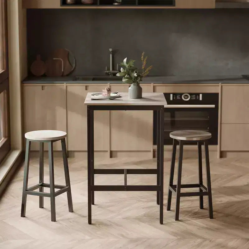Table de bar - Petite table à manger de cuisine, table de bistrot haute. Table de cocktail de 60 x 60 x 92 cm avec cadre en métal robuste.