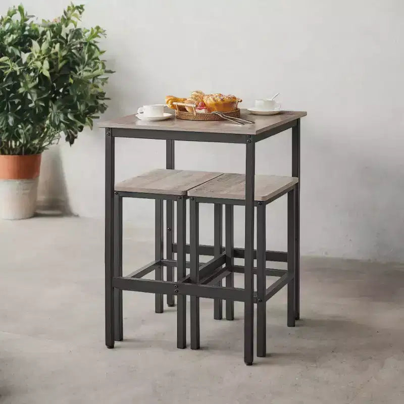 Table de bar - Petite table à manger de cuisine, table de bistrot haute. Table de cocktail de 60 x 60 x 92 cm avec cadre en métal robuste.