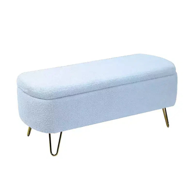 Banc de rangement ottoman rembourré moderne avec pieds dorés pour le bout du lit