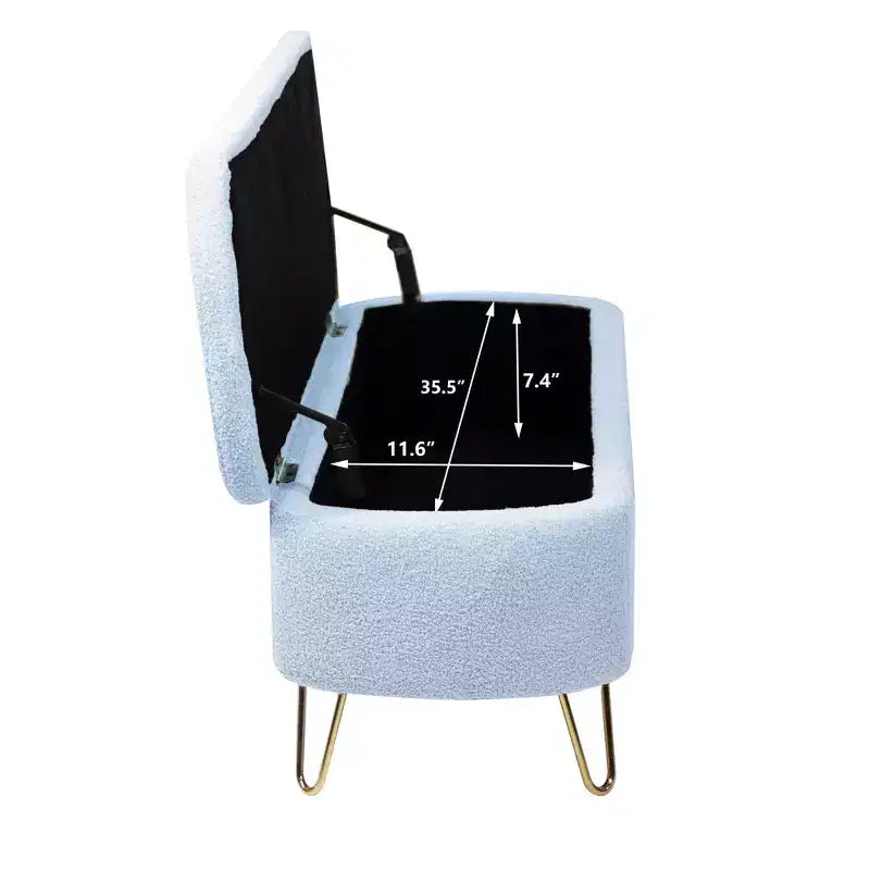 Banc de rangement ottoman rembourré moderne avec pieds dorés pour le bout du lit