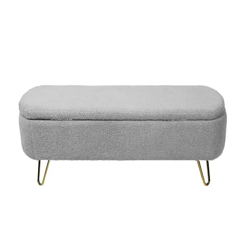 Banc de rangement ottoman rembourré moderne avec pieds dorés pour le bout du lit