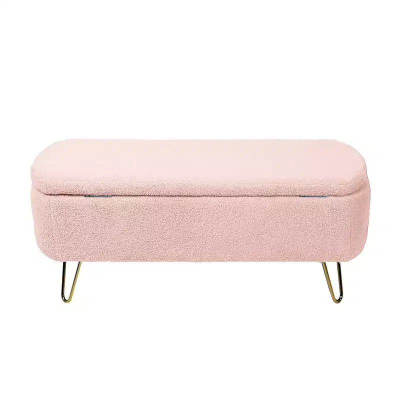 Banc de rangement ottoman rembourré moderne avec pieds dorés pour le bout du lit