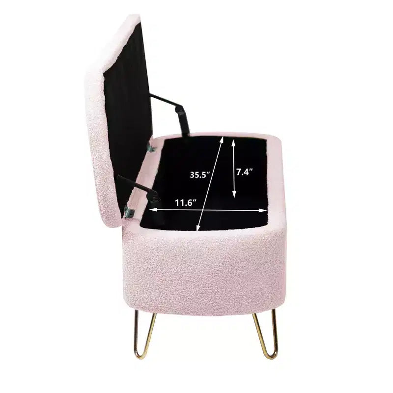 Banc de rangement ottoman rembourré moderne avec pieds dorés pour le bout du lit