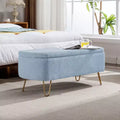Banc de rangement ottoman rembourré moderne avec pieds dorés pour le bout du lit