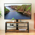 JVNOXK Wooden Storage TV Stand Black Tempered Glass Height Adjustable Universal Swivel Entertainment Center With Mount TV Stand, Rustic Browm