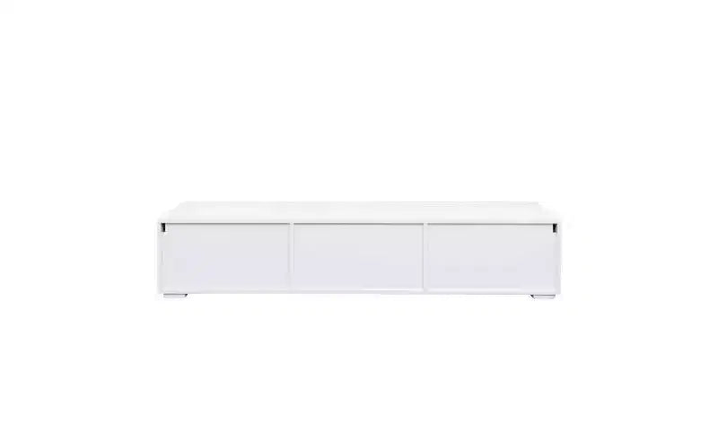 Meuble TV moderne de 63 pouces avec portes d'armoire abattantes, meuble média avec rangement, convient au salon, blanc