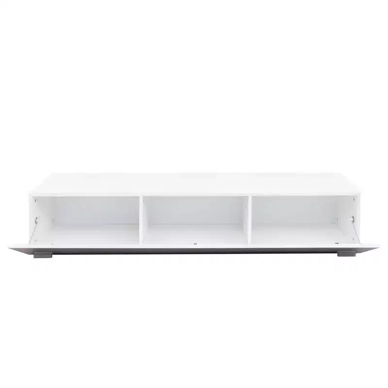 Meuble TV moderne de 63 pouces avec portes d'armoire abattantes, meuble média avec rangement, convient au salon, blanc
