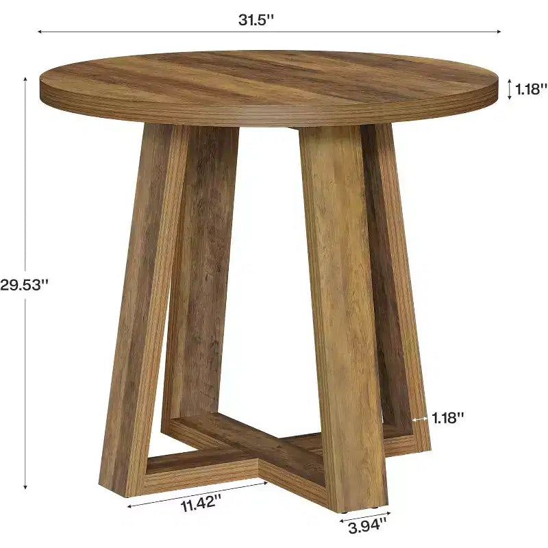 Table de conférence ronde de 31,5 pouces pour 2 à 4 personnes, petite table de réunion en bois avec base robuste pour petits espaces, style rustique fermier