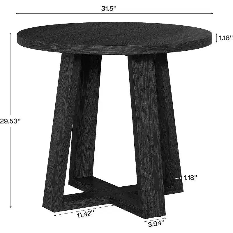 Table de conférence ronde de 31,5 pouces pour 2 à 4 personnes, petite table de réunion en bois avec base robuste pour petits espaces, style rustique fermier
