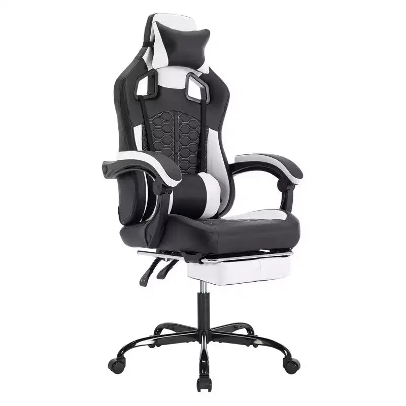TUYOHW Swivel Gaming Chair Office Chairs with Wheels,Reclining Back,Adjustable Seat Height&Footrest,Ergonomics Video Game Chairs,300lbs Max
