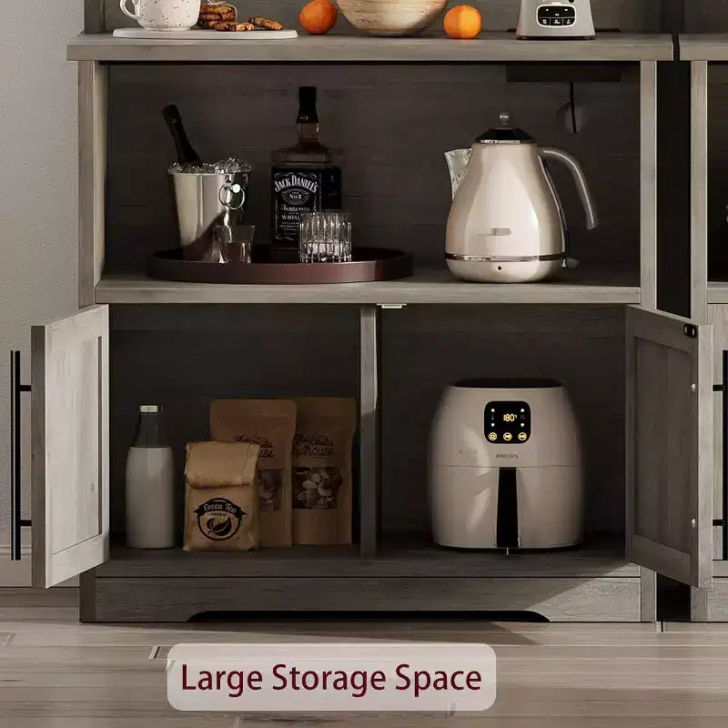Étagère de boulangerie de ferme, support de micro-ondes avec armoire, armoire de garde-manger de cuisine, armoire de bar à café de cuisine pour épices, vaisselle et casseroles