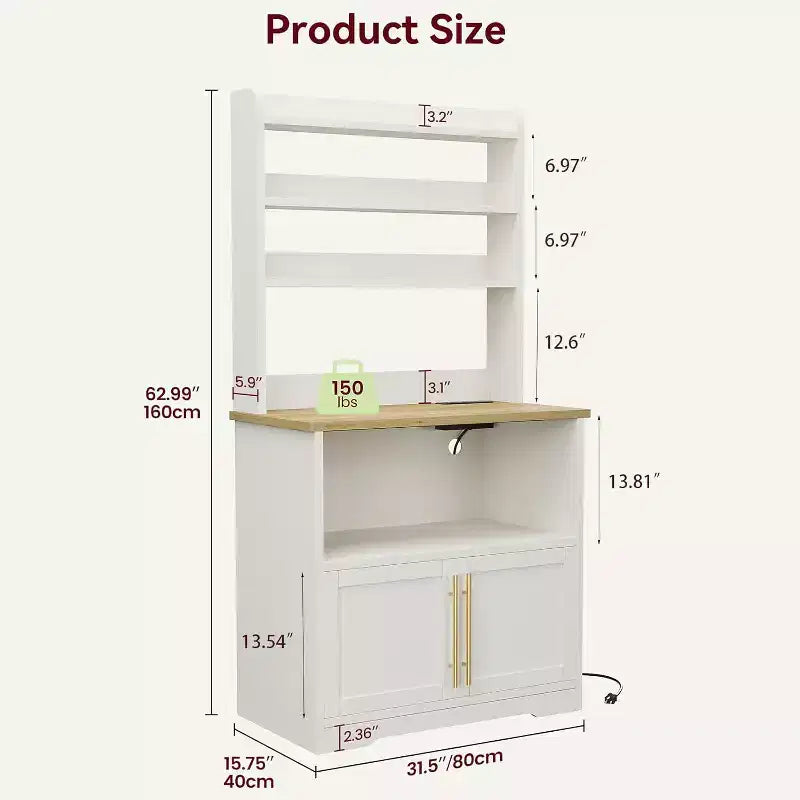 Étagère de boulangerie de ferme, support de micro-ondes avec armoire, armoire de garde-manger de cuisine, armoire de bar à café de cuisine pour épices, vaisselle et casseroles