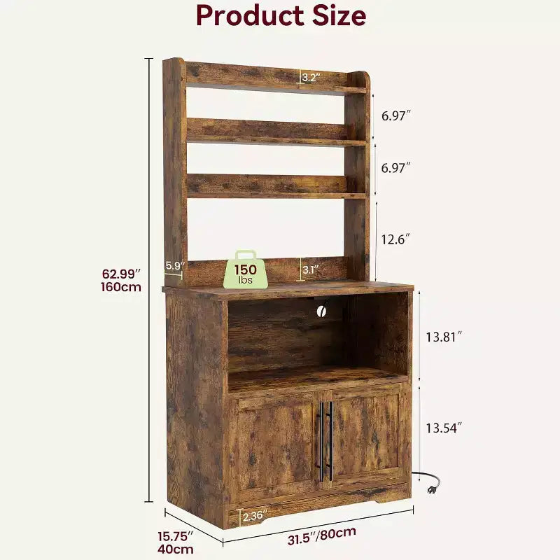 Étagère de boulangerie de ferme, support de micro-ondes avec armoire, armoire de garde-manger de cuisine, armoire de bar à café de cuisine pour épices, vaisselle et casseroles