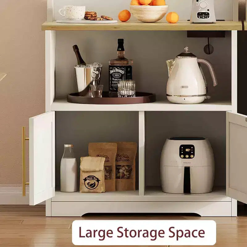 Étagère de boulangerie de ferme, support de micro-ondes avec armoire, armoire de garde-manger de cuisine, armoire de bar à café de cuisine pour épices, vaisselle et casseroles