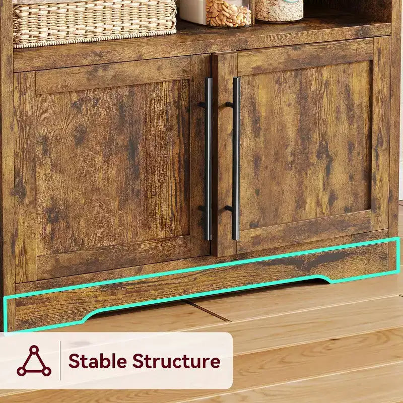 Étagère de boulangerie de ferme, support de micro-ondes avec armoire, armoire de garde-manger de cuisine, armoire de bar à café de cuisine pour épices, vaisselle et casseroles