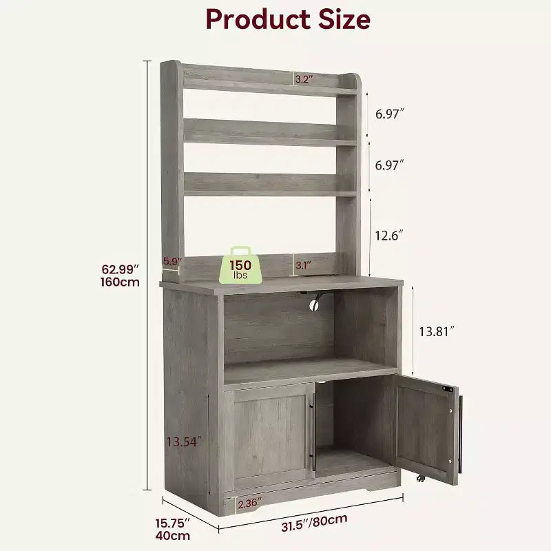 Étagère de boulangerie de ferme, support de micro-ondes avec armoire, armoire de garde-manger de cuisine, armoire de bar à café de cuisine pour épices, vaisselle et casseroles