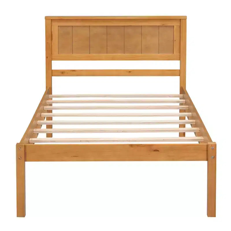 Lit plate-forme double, cadre de lit moderne en pin avec tête de lit, support à lattes en bois, pas besoin de sommier tapissier, pour chambre à coucher