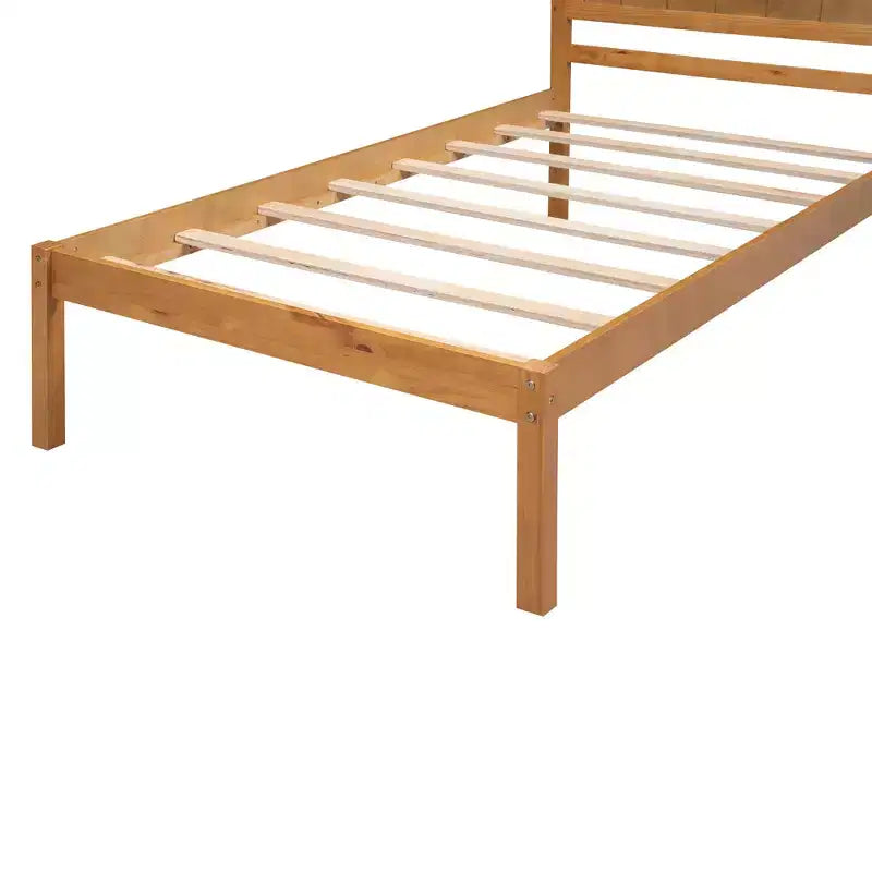 Lit plate-forme double, cadre de lit moderne en pin avec tête de lit, support à lattes en bois, pas besoin de sommier tapissier, pour chambre à coucher