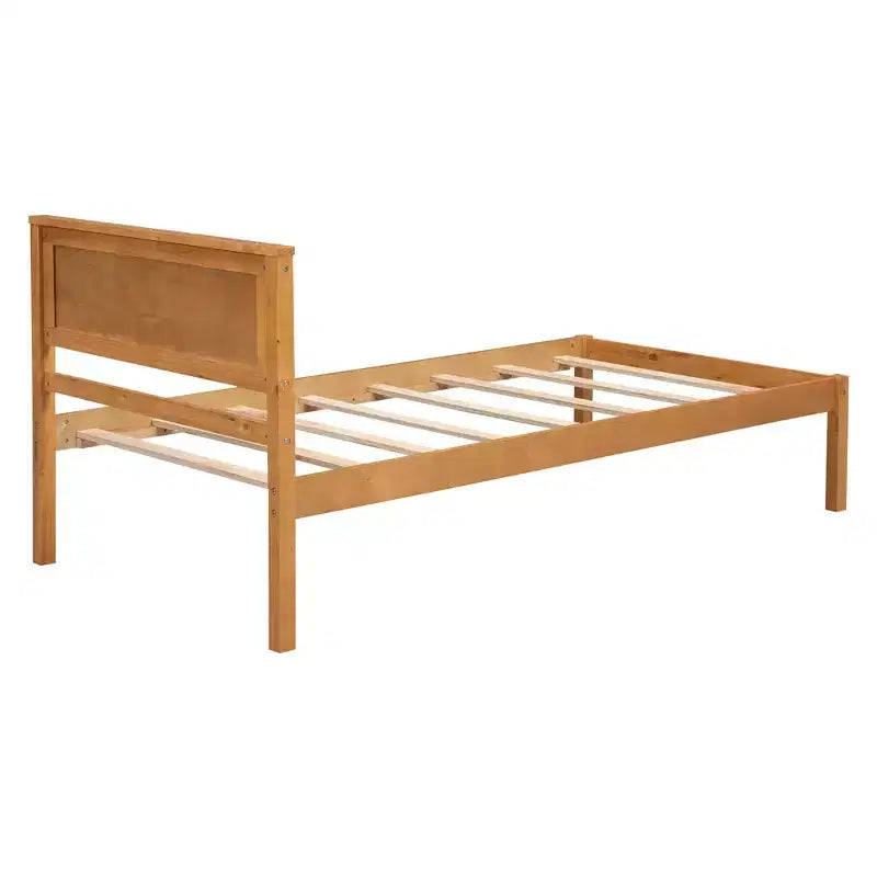 Lit plate-forme double, cadre de lit moderne en pin avec tête de lit, support à lattes en bois, pas besoin de sommier tapissier, pour chambre à coucher