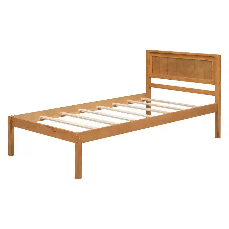 Lit plate-forme double, cadre de lit moderne en pin avec tête de lit, support à lattes en bois, pas besoin de sommier tapissier, pour chambre à coucher