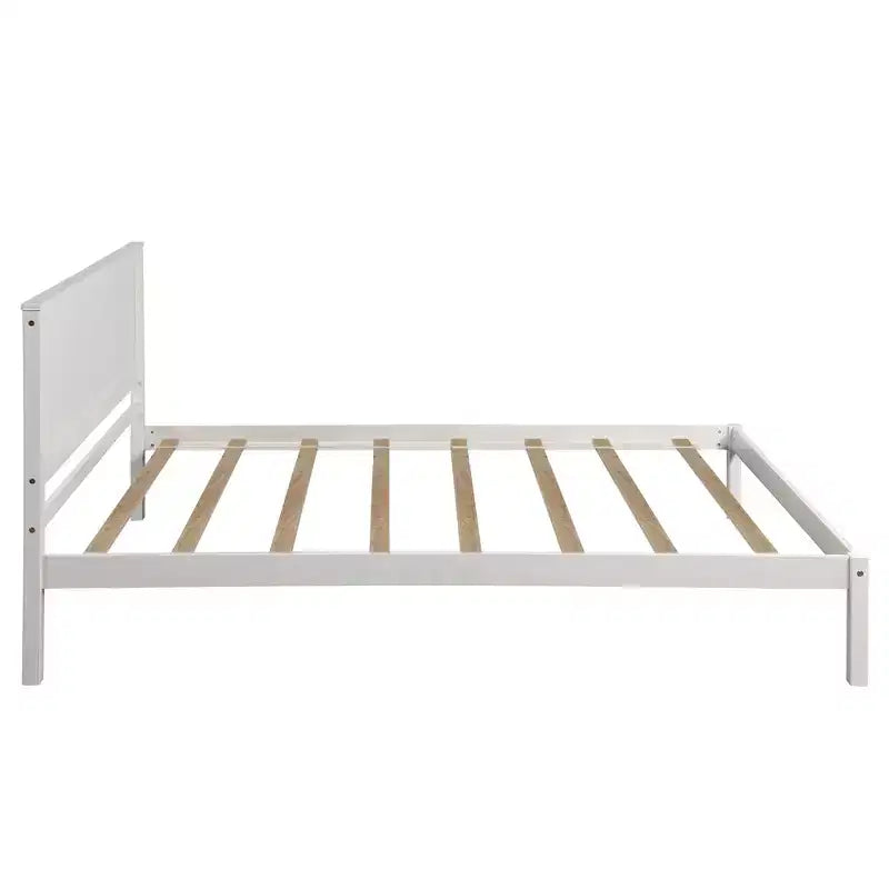 Lit plate-forme double, cadre de lit moderne en pin avec tête de lit, support à lattes en bois, pas besoin de sommier tapissier, pour chambre à coucher