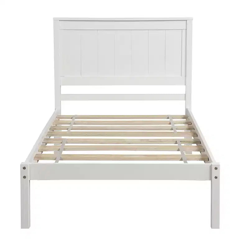 Lit plate-forme double, cadre de lit moderne en pin avec tête de lit, support à lattes en bois, pas besoin de sommier tapissier, pour chambre à coucher