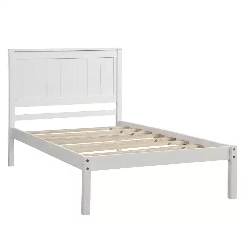 Lit plate-forme double, cadre de lit moderne en pin avec tête de lit, support à lattes en bois, pas besoin de sommier tapissier, pour chambre à coucher