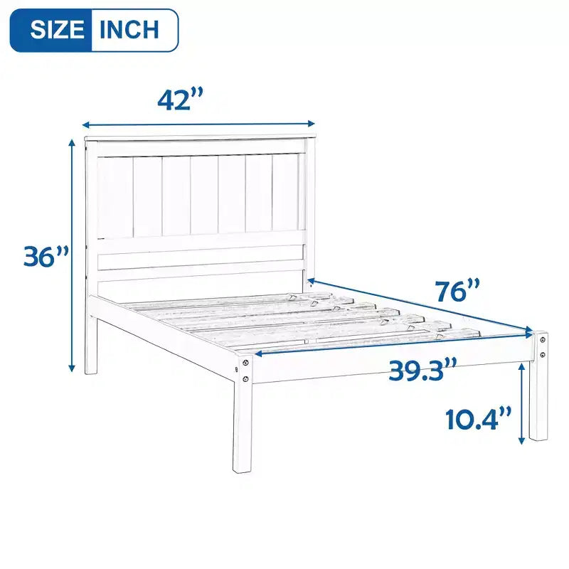 Lit plate-forme double, cadre de lit moderne en pin avec tête de lit, support à lattes en bois, pas besoin de sommier tapissier, pour chambre à coucher
