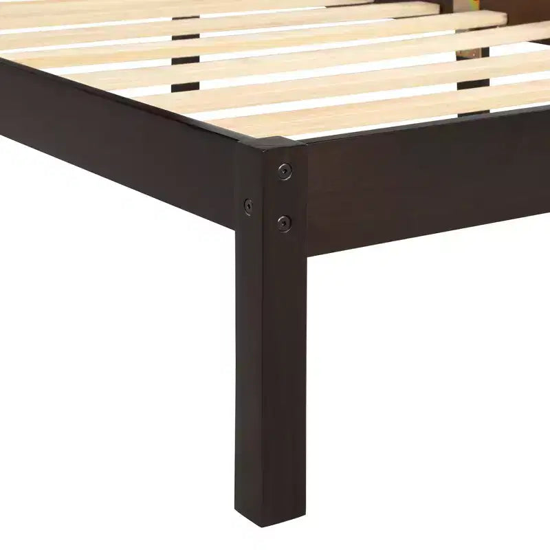 Lit plate-forme double, cadre de lit moderne en pin avec tête de lit, support à lattes en bois, pas besoin de sommier tapissier, pour chambre à coucher