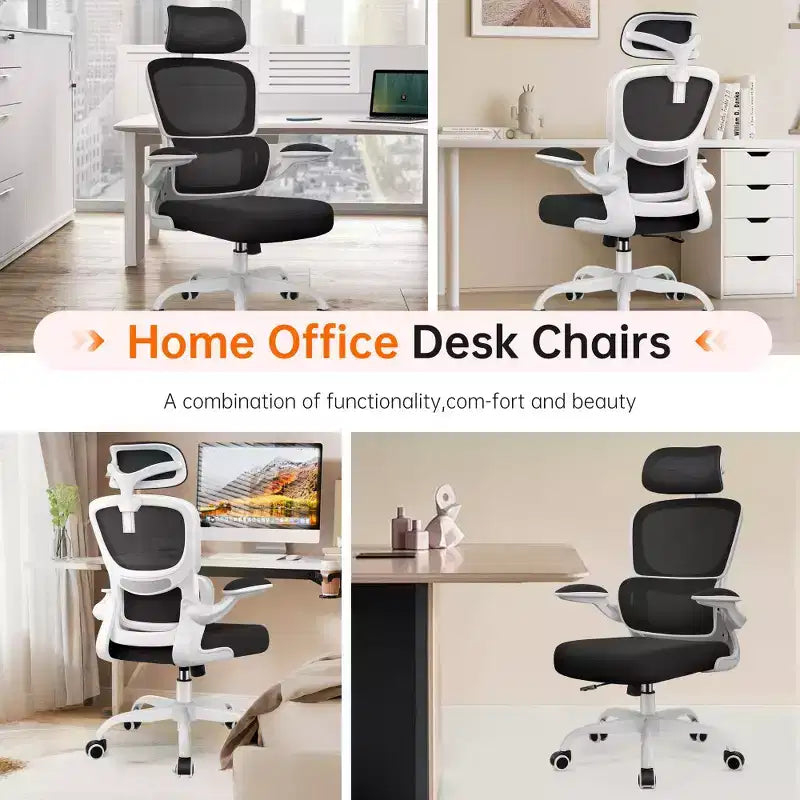 Chaise confortable en maille respirante avec support lombaire, accoudoirs relevables, chaise de jeu pour bureau à domicile