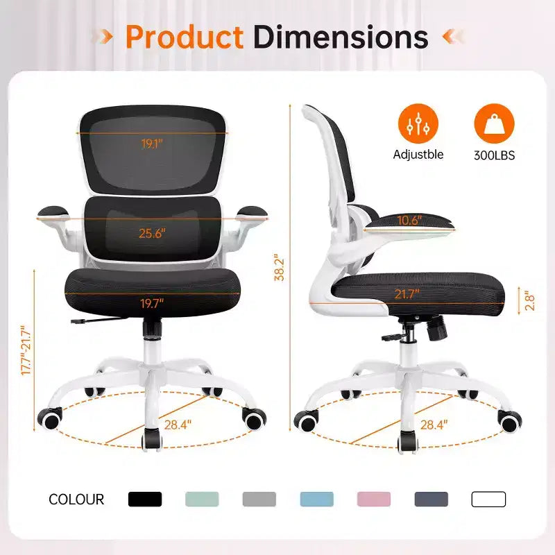 Chaise confortable en maille respirante avec support lombaire, accoudoirs relevables, chaise de jeu pour bureau à domicile