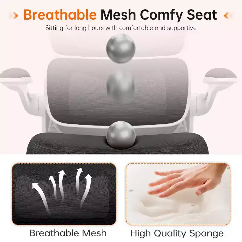 Chaise confortable en maille respirante avec support lombaire, accoudoirs relevables, chaise de jeu pour bureau à domicile