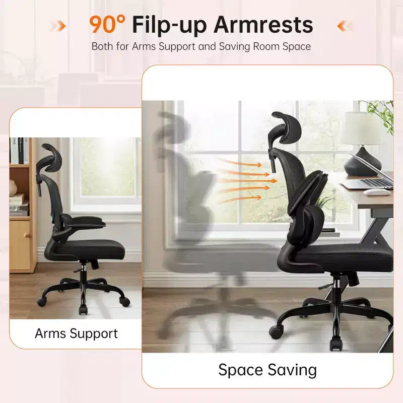 Chaise confortable en maille respirante avec support lombaire, accoudoirs relevables, chaise de jeu pour bureau à domicile