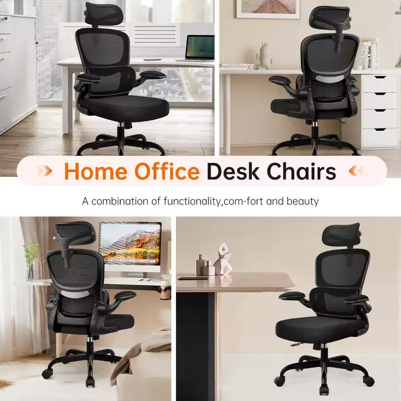 Chaise confortable en maille respirante avec support lombaire, accoudoirs relevables, chaise de jeu pour bureau à domicile