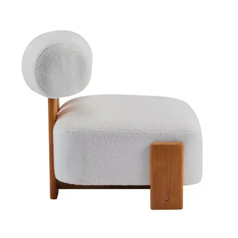 Fauteuil d'appoint moderne en bouclette avec dossier roulé, cadre en bois massif, siège d'appoint rembourré pour salon, chambre ou bureau