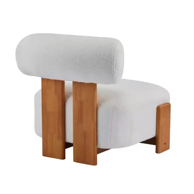 Fauteuil d'appoint moderne en bouclette avec dossier roulé, cadre en bois massif, siège d'appoint rembourré pour salon, chambre ou bureau